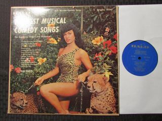 1957 Best Musical Comedy Songs Lp Gd,  /vg Betty Page Swimsuit W/ Leopards