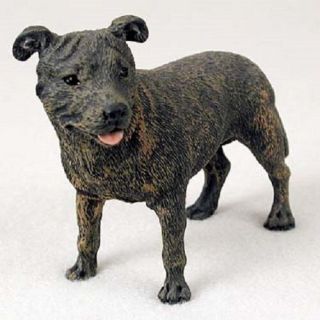 Staffordshire Bull Terrier Dog Hand Painted Figurine Resin Collectible Puppy