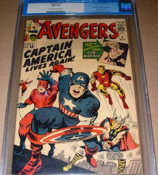 Avengers 4 Cgc 7.  5 Marvel 1964 1st Silver Age Captain America Old Label Kirby