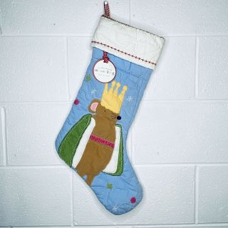 Pottery Barn Kids Quilted Mouse King Christmas Stocking 20 " Blue