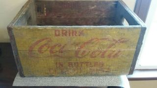 Vintage Yellow Coca Cola Wooden Crate Coke Crate Large Detroit Michigan