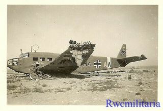 Org.  Photo: Luftwaffe Ju - 52 Transport Plane Wreckage (h4,  Aa) ; North Africa