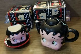 Betty Boop One Serving Teapot With Teacup And Plate.  Made By Vandor.