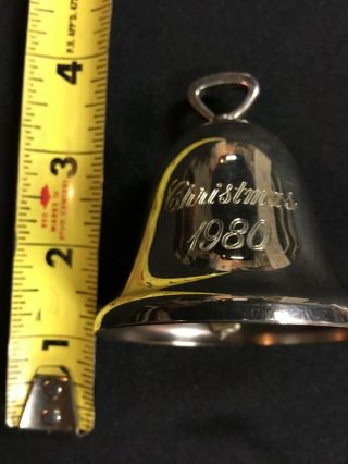 Vintage Reed & Barton Silver Plated 1980 Christmas Ornament Bell No Box