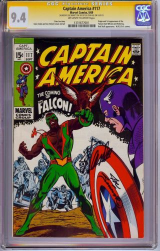 Captain America 117 Cgc 9.  4 Signed X2 Stan Lee & Sinnott 1st Falcon & Red Wing