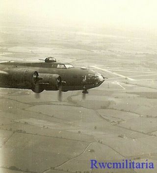 Org.  Photo: Aerial View B - 17 Bomber On Mission Over European Countryside