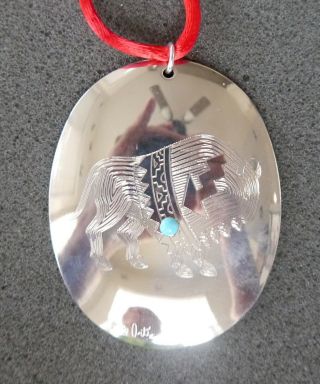 2003 Ortiz Southwest Mirror Finish Christmas Ornament.  Engraved Bison Buffalo
