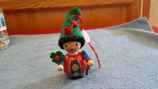 Steinbach Prafent Wooden Good Luck Elf Christmas Ornament Germany With Tag