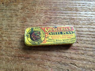 Vintage Spencerian Steel Pens Advertising Tin & England Tel.  & Tel.  Co.  Nibs