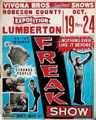 Vintage Freakshow Sideshow Circus Fair Carnival Tattoo Art Print Lumberton Nc