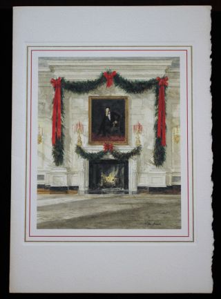 President Ronald Reagan 1987 White House Christmas Card Abraham Lincoln State Rm