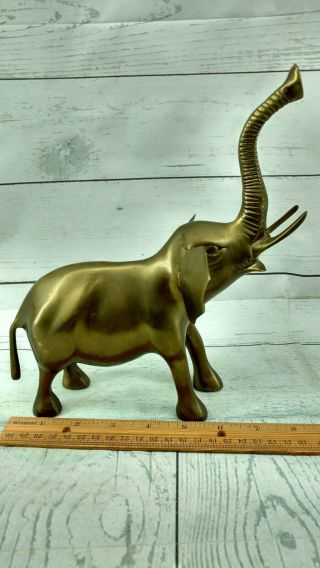Solid Brass Elephant Large Statue Figure Heavy Decor Vintage