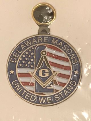 Vintage Shriner Mason Masonic Delaware Mason United We Stand Coin Pendant