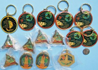 Nasa Metal Keychain Of 15 Vtg Sts - 77 75 78 Space Shuttle Columbia
