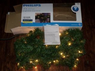 Philips Christmas Outdoor Lighted Garland Clear Lights Set 9 Ft Tree Decoration
