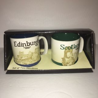 Starbucks Coffee Set Of Two Demitasse Edinburgh And Scotland Mugs