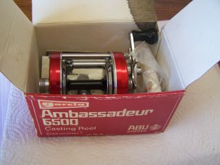 Vintage Abu Garcia Ambassadeur Red 6500 Lure Bait Casting Reel 780600 Ex N Box