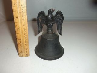 Vintage 5 " Cast Iron Bell With Eagle Handle W/ Clapper