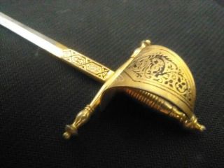 Vintage Toledo Sword / Letter Opener Brass Engraved Spain 8 "