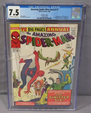 The Spider - Man Annual 1 (sinister Six 1st App) Cgc 7.  5 Vf - Marvel 1964