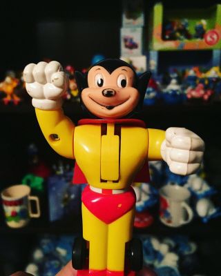 Vintage 1982 Takara Mighty Mouse Dynamite Dashers Pull Back 4” Figure Toy