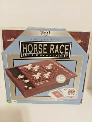 Fundex Horse Race Racing Family Game Premium Wood Cabinet Cards Dice