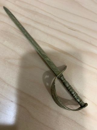 Vintage Solid Etched Brass Sword Letter Opener Made In India 3