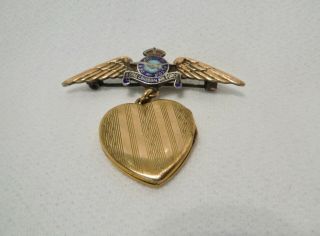 Ww2 Royal Canadian Air Force Rcaf Sweetheart Pin With Locket Gold Filled