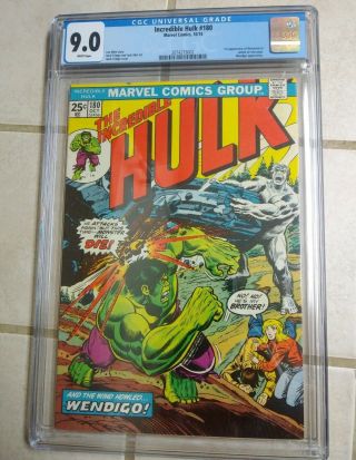 Incredible Hulk 180 Cgc 9.  0 | Marvel 1974 | 1st Wolverine (cameo).  Wendigo App.