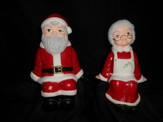 Vintage Home Interiors Gift Christmas Santa And Mrs.  Claus Shelf Sitters 5146 - Bl