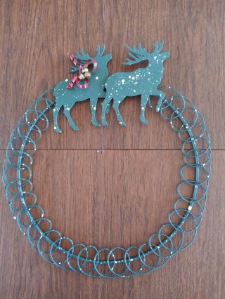 Christmas Country Green Moose Card Display Holder Wreath Ornament Decoration 12 "