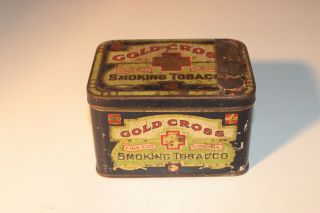 Vintage Gold Cross Fine Cut Virginia Smoking Tobacco Tin Can For Pipes M16