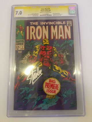 Invincible Iron Man 1 Cgc Ss 7.  0 Signed By Stan Lee