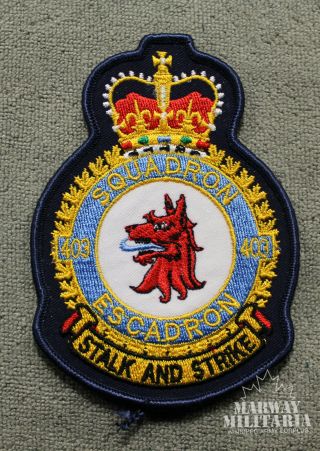 Caf Rcaf 403 Squadron Stalk And Strike Jacket Crest / Patch (19879)