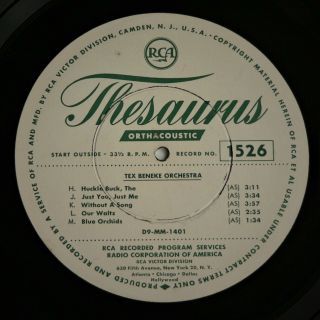 16 " Radio Transcription Disc - Tex Beneke / Claude Thornhill 1940 