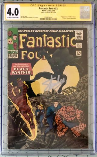 Fantastic Four 52 Cgc 4.  0 Ss Stan Lee 1st App Black Panther