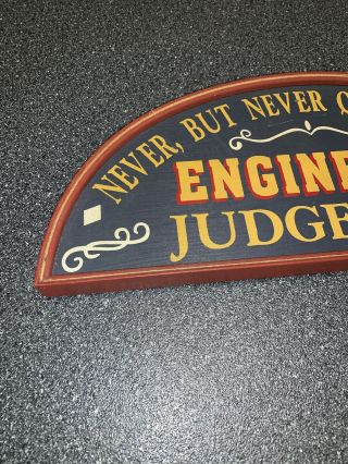 Vintage Hand Painted Engineer Judgement Funny Wood Wooden Sign Home Decor Math 3