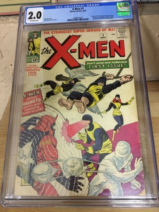 X - Men 1 Cgc 2.  0 Off - White Pgs.  1st X - Men Magneto 1963 Marvel