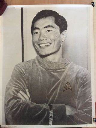 Vintage Black & White Poster George Takei As Sulu Star Trek 17.  5” X 23”
