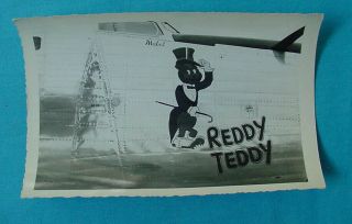 Wwii Us Army Air Force Bomber Nose Art Photo Reddy Teddy