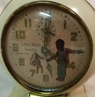 Vintage Little Black Sambo Alarm Clock With Tiger Black Americana