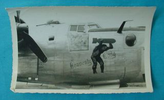 Wwii Us Army Air Force Bomber Nose Art Photo Heavenly Body
