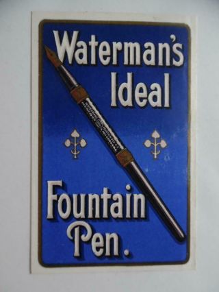 C.  1910 Waterman Idea Fountain Pen Color Litho Trade Card Antique Vg,