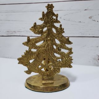 6 " Vintage Solid Brass Christmas Tree Taper Candle Holder Made In India