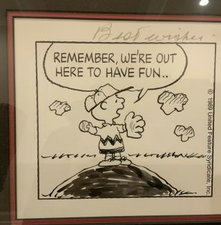 Charles Schulz Hand Drawn “peanuts” Signed Comic Strip April 18,  1989