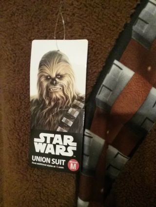 Chewbacca Star Wars Union Suit Pajamas Pj Costume W/ Hoodie Medium - Nwt