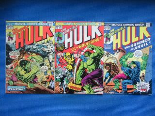 Incredible Hulk 180,  181,  182 - (vf/nm) - 1st Full Appearance Of The Wolverine