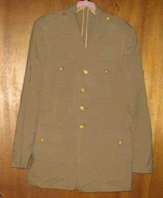 Ww - 2 Us Army Officer Khaki Dress Uniform Jacket Sgt Strips Removed Check It Out