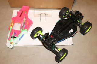 Vintage Rc Buggy Car Team Associated Chassis Body Motor 14 Inches Long