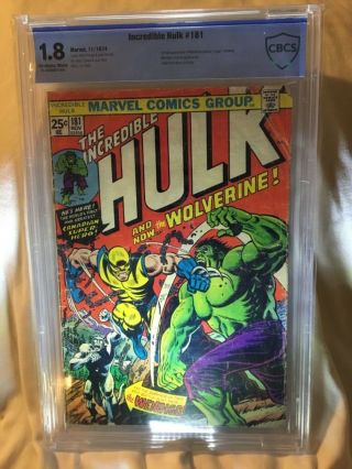 " The Incredible Hulk " 181; 1st Wolverine White Pages Mvs Stamp Cbcs Graded